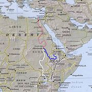 East Africa, showing the course of the Nile River, with the "Blue" and "White" Niles marked in those colours
