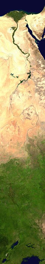 Composite satellite image of the White Nile (see also the Nile delta)