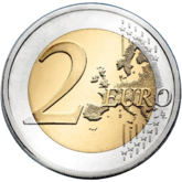 The new reverse side of all €2 coins from 2007/08 onwards.