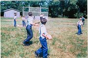 Amish children playing baseball, Lyndonville, New York.