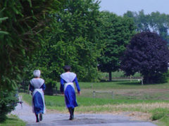 Amish girls in Lancaster County, Pennsylvania.