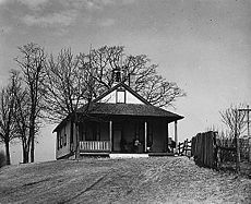 Amish schoolhouse in Lancaster County, Pennsylvania in 1941.
