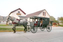 Amish buggy rides offered in tourist-oriented Shipshewana, Indiana.