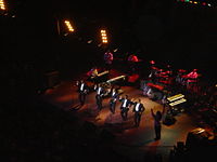 The Temptations on stage at London's Royal Albert Hall, November 2005. Pictured L-R: Joe Herndon, Otis Williams, G.C. Cameron, Terry Weeks, Ron Tyson