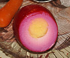 Pickled egg, colored with beetroot juice