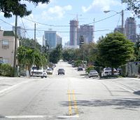 View from one of the high points in Miami, west of downtown. The western parts of the city have points as high as 20 feet (6.1 m) above sea level.