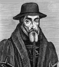 John Foxe (1517-1587) was a Puritan most famous for his book Foxe's Book of Martyrs which chronicled the Marian Persecutions.  In 1570, Foxe called for further reforms to the Church of England, but was rebuffed by the queen.