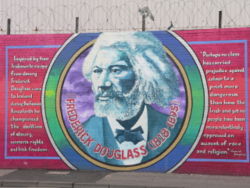 Mural featuring Frederick Douglass in Belfast, Northern Ireland.