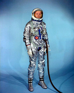 Armstrong in an early (pre-Gemini) spacesuit.