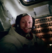Aldrin took this picture of Armstrong in the cabin after the completion of the EVA.