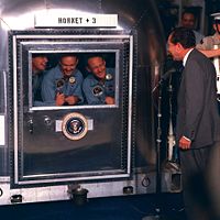 The Apollo 11 crew and President Richard Nixon.