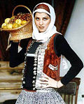 Iranian model displaying traditional attire.