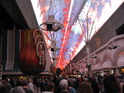 Downtown Las Vegas: The Fremont Street Experience outside of Binion's Horseshoe Casino.