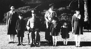 The Emperor with his wife empress Kōjun and their children in 1941