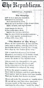 "Safe in their Alabaster Chambers –," entitled "The Sleeping," as it was published in the Springfield Republican in 1862.