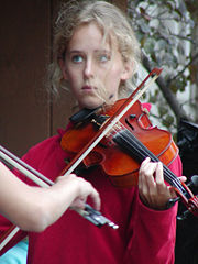 A youth fiddle performance at the Minnesota State Fair.