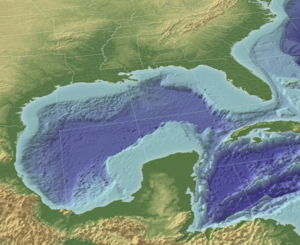Gulf of Mexico in 3D perspective.