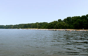 Boaters on Hogback Island, north of Quincy, IL (2007)