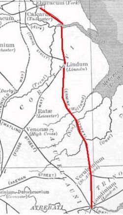 Roman Britain, with Ermine Street highlighted