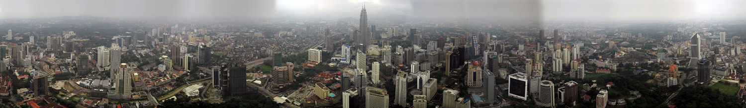 A panorama of Kuala Lumpur from Kuala Lumpur Tower.