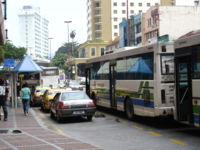 A taxi stand along Jalan Tun Tan Cheng Lock with taxis waiting.