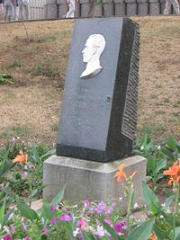 Stele commemorating Tolstoy's participation in 1854-55 defense of Sevastopol