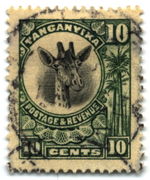 A topical philatelist might be interested in which subspecies of giraffe is represented on this 1925 stamp of Tanganyika.