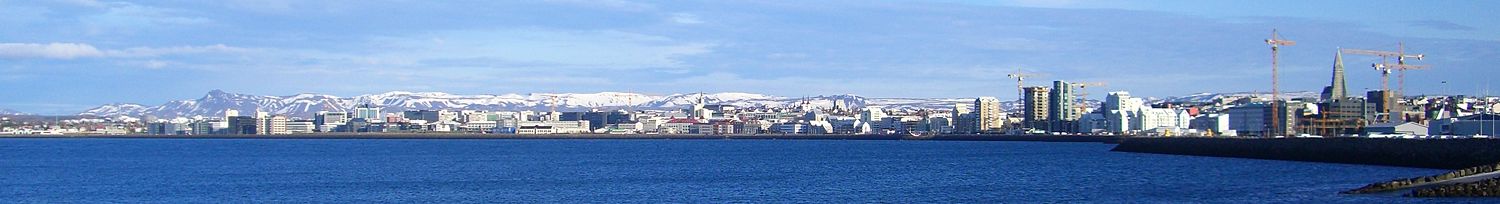Panorama of the northern seashore of Reykjavík, as seen from Örfirisey.