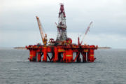 A drilling rig located in the North Sea
