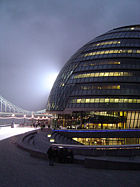 City Hall at night, headquarters of the Greater London Authority