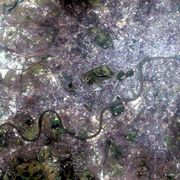 A satellite image of West London. Hyde Park is visible in the centre, with Richmond Park to the south-west (bottom left corner).