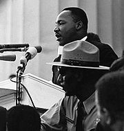 Martin Luther King gives his I Have a Dream speech at the 1963 March on Washington for Jobs and Freedom