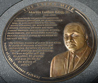A sidewalk plaque in downtown Washington, D.C., honoring Martin Luther King Jr.