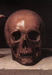 The symbolic face of death:  detail from an 18th century painting