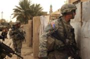 US Soldiers patrol the streets of Baghdad.