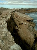 Erosion due to wave pounding at Venus Bay, South Australia.