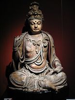A seated wooden Bodhisattva statue, Jin Dynasty (1115–1234)