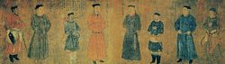 “Four Generals of Zhongxing” by Southern Song Dynasty artist Liu Songnian (1174-1224); the renowned general Yue Fei (1103–1142) is the second person from the left.