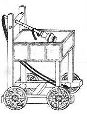 An illustration of a trebuchet catapult from the Wujing Zongyao manuscript of 1044. Trebuchets like this were used to launch the earliest type of explosive bombs.