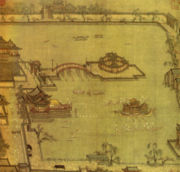 Games in the Jinming Pool, silk painting by Zhang Zeduan, depiction of Kaifeng, Northern Song era.