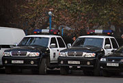 Police vehicles in Yerevan.