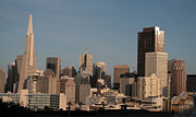 The San Francisco skyline centered within the Financial District