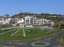 The Scottish Parliament Building in Holyrood, Edinburgh, seat of the Scottish Parliament.