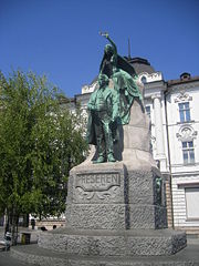 Statue of France Prešeren, who lived in the city