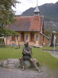 Statue of Holmes outside the English Church, Meiringen