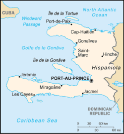 Map of Haiti with Port-au-Prince shown