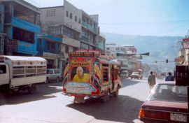 A taptap (shared taxi) in central Port-au-Prince.