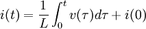 i(t) = \frac{1}{L}   \int_0^tv(\tau) d\tau + i(0)
