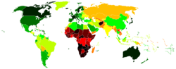 World map showing Life expectancy.