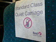 The use of a mobile phone is prohibited in some train company carriages